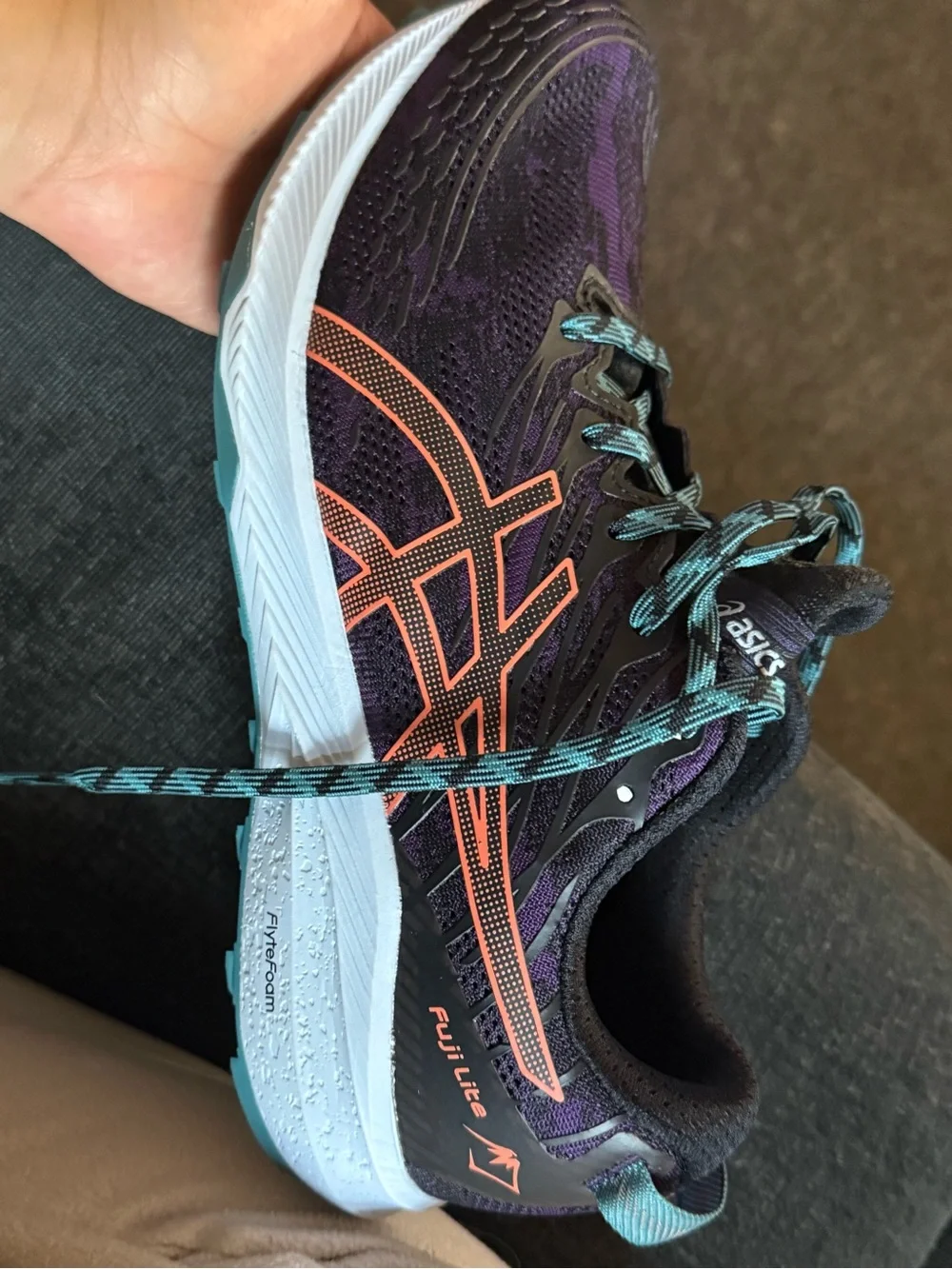 Asics Women's Athletic Shoe in Purple with Coral and Teal Accents